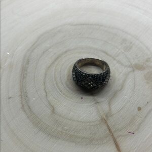 Intricate Black and Silver Ring